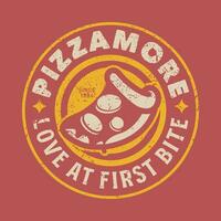 retro vintage pizza círculo crachá logotipo vetor