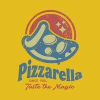 retro vintage pizza restaurante crachá logotipo vetor