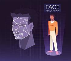 reconhecimento do rosto do homem, identificação digital do rosto vetor