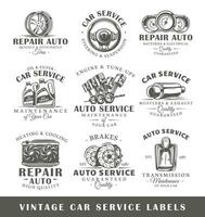 conjunto do vintage carro serviço etiquetas vetor