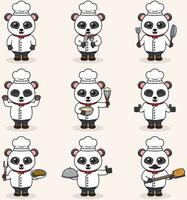 vetor ilustração do fofa panda vestindo chefe de cozinha uniforme. plano desenho animado estilo. conjunto do fofa animal personagens dentro chefe de cozinha uniforme. vetor ilustração dentro isolado fundo