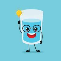 fofa inteligente água vidro personagem. engraçado vidro obteve inspiração idéia desenho animado emoticon dentro plano estilo. água emoji vetor ilustração