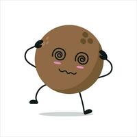 fofa tonto coco personagem. engraçado bêbado coco desenho animado emoticon dentro plano estilo. coco emoji vetor ilustração