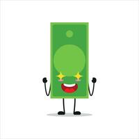 fofa animado papel dinheiro personagem. engraçado eletrizante dinheiro desenho animado emoticon dentro plano estilo. financeiro emoji vetor ilustração