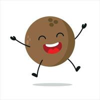 fofa feliz coco personagem. engraçado vitória saltar celebração coco desenho animado emoticon dentro plano estilo. coco emoji vetor ilustração