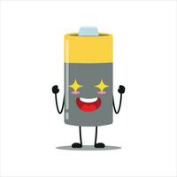 fofa animado bateria personagem. engraçado eletrizante matriz desenho animado emoticon dentro plano estilo. poder unidade emoji vetor ilustração