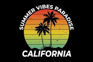 t-shirt california verão vibes paraíso estilo retro vetor