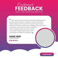 modelo de banner da web de post de mídia social de depoimento de feedback do cliente vetor