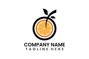 plano vetor fruta laranja logotipo moderno modelo