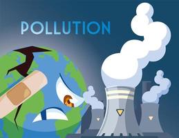 planeta terra doente por causa da poluição vetor