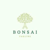 bonsai árvore linha logotipo ícone Projeto modelo vetor