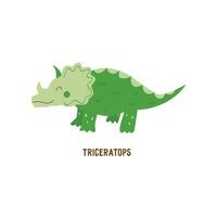 triceratops dinossauro. cartão vetor isolado mão desenhado