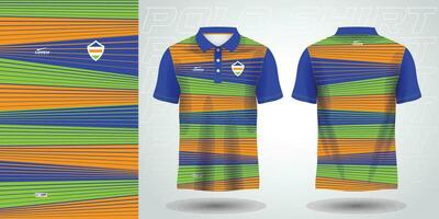 azul verde laranja pólo esporte camisa sublimação jérsei modelo vetor