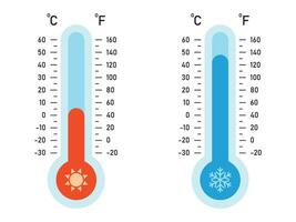 ilustração do Celsius e Fahrenheit termômetros vetor