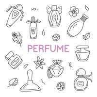 mão desenhado conjunto do perfume vetor ilustrações.