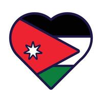 Jordânia bandeira festivo patriota coração esboço ícone vetor