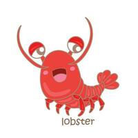 alfabeto eu para lagosta vocabulário escola lição desenho animado ilustração vetor clipart adesivo