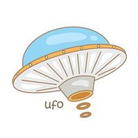 alfabeto você para UFO vocabulário escola lição desenho animado ilustração vetor clipart adesivo