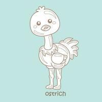 alfabeto o para avestruz vocabulário escola lição desenho animado digital carimbo esboço vetor