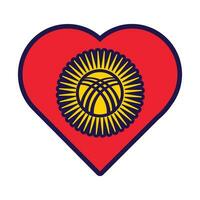 Quirguistão bandeira festivo patriota coração esboço ícone vetor