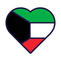 Kuwait bandeira festivo patriota coração esboço ícone vetor