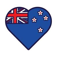 Novo zelândia bandeira festivo coração esboço ícone vetor