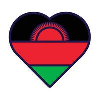 malawi bandeira festivo patriota coração esboço ícone vetor