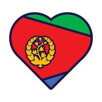 eritreia bandeira festivo patriota coração esboço ícone vetor