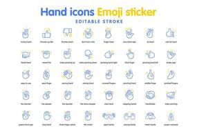 azul cor mão ícones emoji adesivo vetor