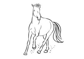 gráficos imagem desenhando cavalo correndo, esboço acidente vascular encefálico linha vetor ilustração