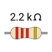 2k2 ohm resistor. quatro banda resistor vetor