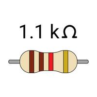 1k1 ohm resistor. quatro banda resistor vetor