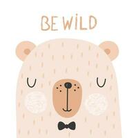 cartão com fofa urso. estar selvagem. vetor ilustrações