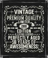 vintage Prêmio qualidade 1988 limitado edição envelhecido para perfeição todos original camiseta Projeto vetor