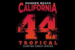 t-shirt verão praia califórnia tropical surf vintage gradiente vetor
