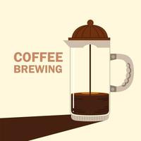 métodos de fabricação de café, cafeteira francesa bebida quente vetor