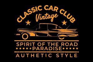 t-shirt tipografia carro clube clássico estilo autêntico design vetor