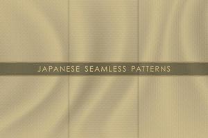 conjunto de padrão japonês sem costura tradicional com textura de tecido de seda vetor
