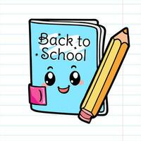 costas para escola - escola suprimentos - bloco de anotações, caderno e foguete vetor