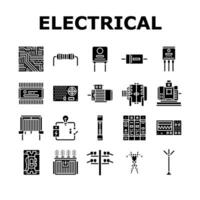 elétrico engenheiro indústria trabalhos ícones conjunto vetor