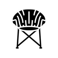 acampamento cadeira glamping glifo ícone vetor ilustração