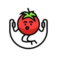 tomate fruta ginástica personagem cor ícone vetor ilustração