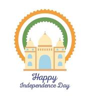 feliz dia da independência da Índia, famoso monumento indiano nacional vetor