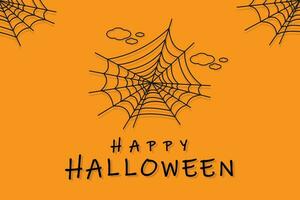 dia das Bruxas Horror assustador silhueta aranha rede em laranja fundo cumprimento cartão Projeto vetor