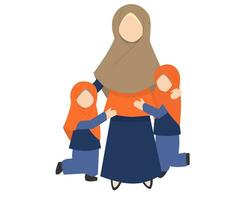 hijab mãe e filha ilustração vetor