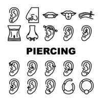 piercing anel brinco nariz ícones conjunto vetor