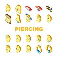 piercing anel brinco nariz ícones conjunto vetor