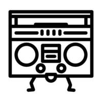 boombox personagem retro música linha ícone vetor ilustração