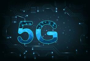 criativo 5g ícone em elétrico circuitos Sombrio azul fundo. vetor