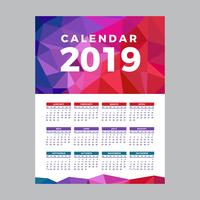 Calendário imprimível de 2019 vetor